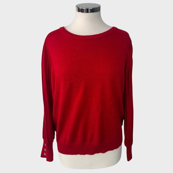Adrienne Vittadini Sweaters - Adrienne Vittadini Womens XL Red Metallic Fleck Crewneck Sweater
